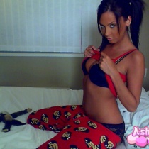 Ashley strips out of her cute lil pjs and plays with her monkey