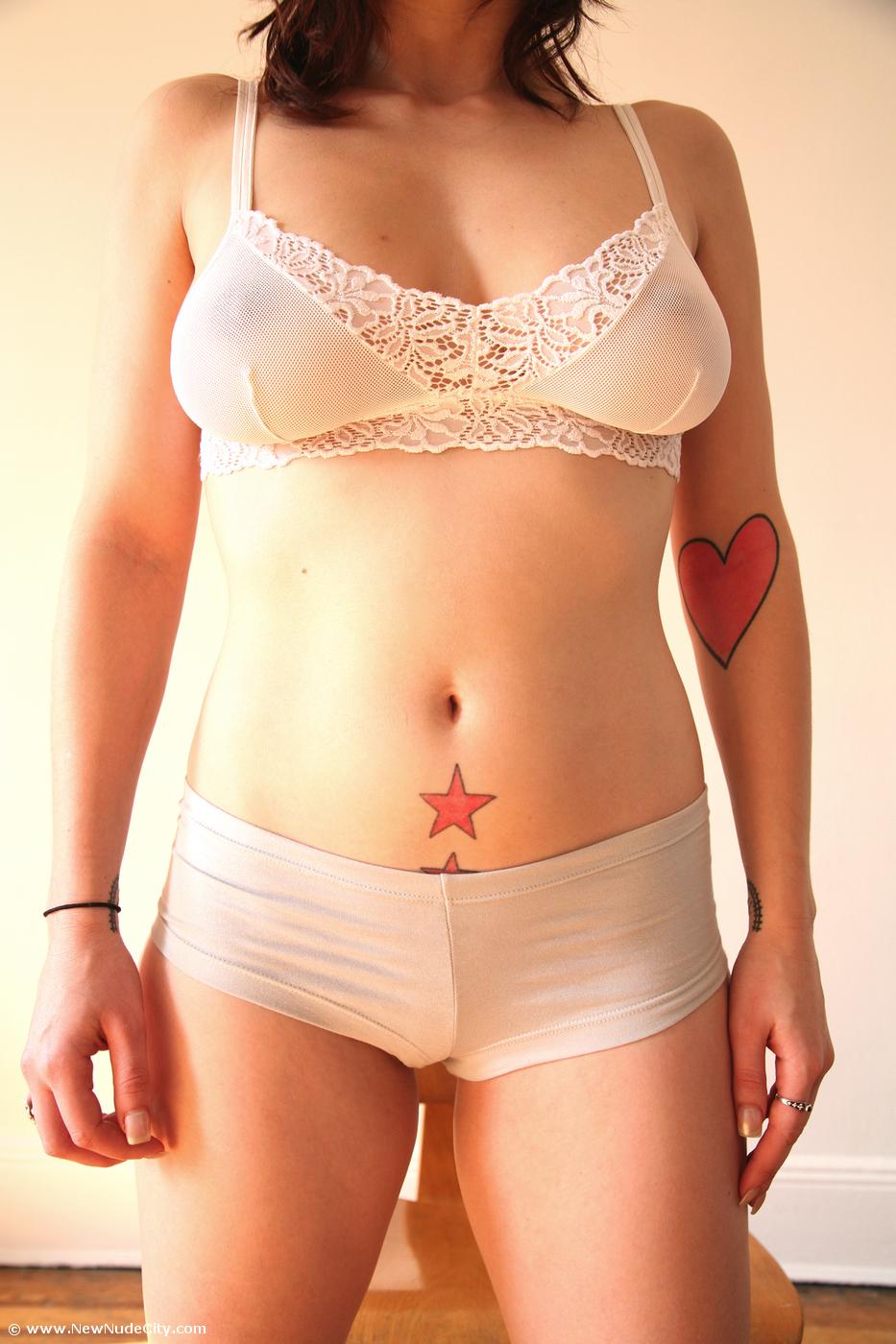 Teen shows off tight white panties